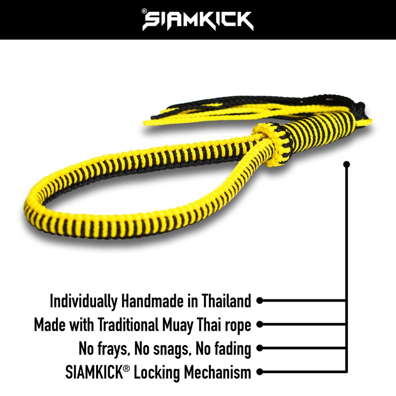 SIAMKICK Premium Traditional Muay Thai Mongkol Headband, Handmade Authentic Mongkon Headpiece, Wai Kru Thai Boxing & Kickboxing (Bumblebee)