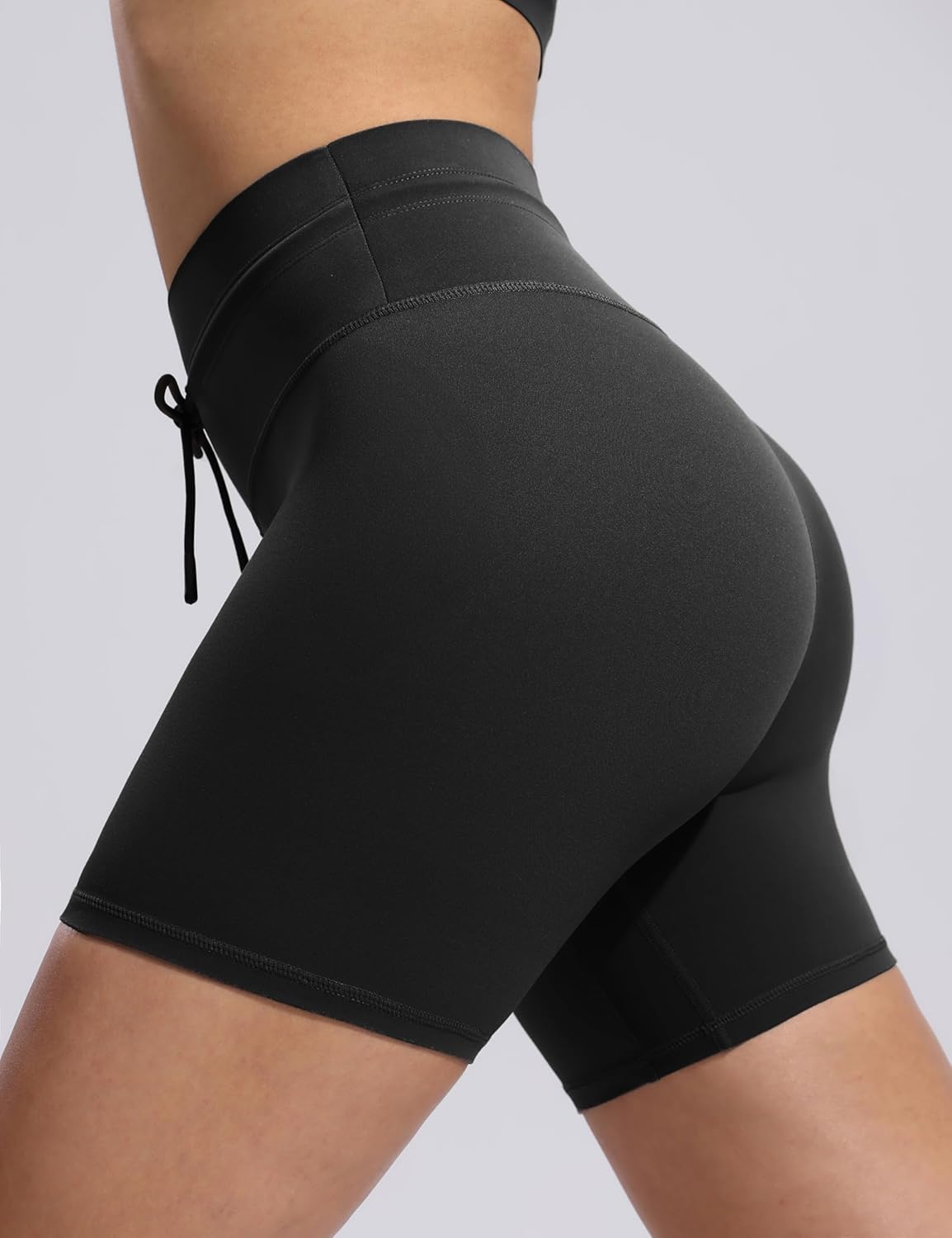 POSHDIVAH Women's High Waisted Creamluxe Biker Shorts | 6"/8" Drawstring for Gym & Yoga