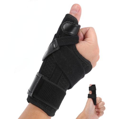 Alcpash Thumb Brace Right Hand or Left Hand for Arthritis Pain and Support 2 Pcs, Adjustable Trigger Thumb Splint Support for De Quervains Tenosynovitis CMC Sprains (Black M)