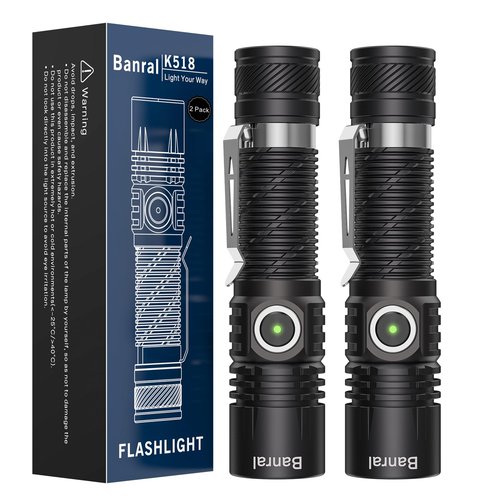 Banral Rechargeable Tactical Flashlights, High Lumens Small Mini USB-C LED Flashlight, Compact EDC Flash Light, 4 Modes&Memory Function, Waterproof Pocket Lights for Home,Camping,Emergency,Car,Hiking