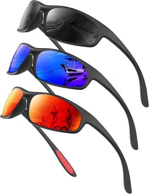 KALIYADI Polarized Men's Sunglasses - UV Protection Sport Glasses for Running, Cycling & Fishing