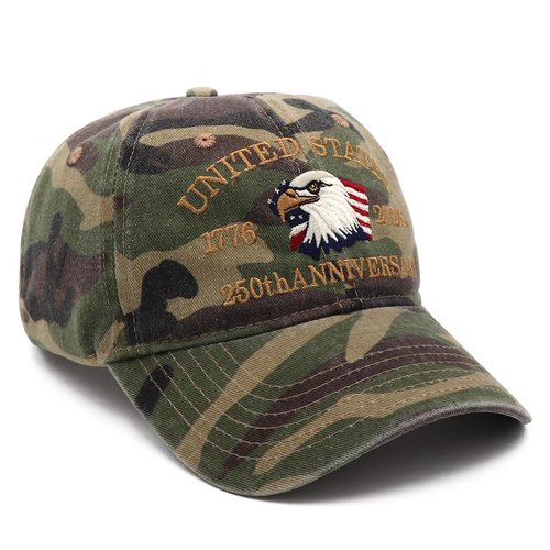 250 Anniversary USA Hat Adjustable Embroidered Eagles Hats 250th Anniversary Patriotic Washed Cap Camo