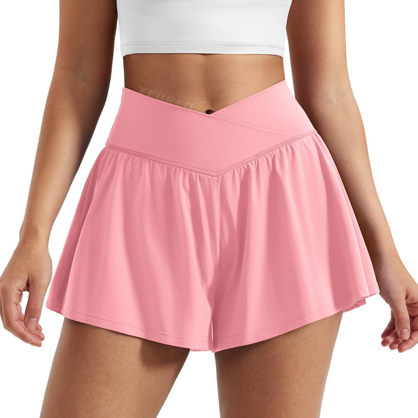 YEOREO Women's Flowy Athletic Shorts - Versatile Workout Tennis Skorts with Pocket for Running & Gym