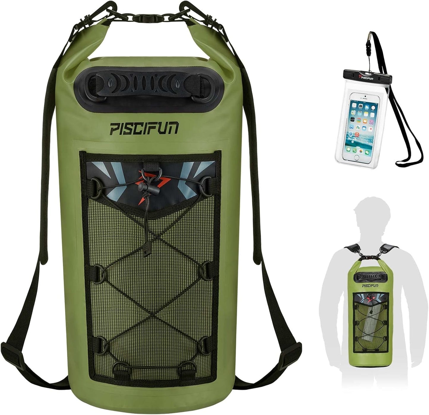 Piscifun Waterproof Dry Bag - Floating Backpack with Phone Case | 10L/20L/30L/40L for Boating, Kayaking, Fishing