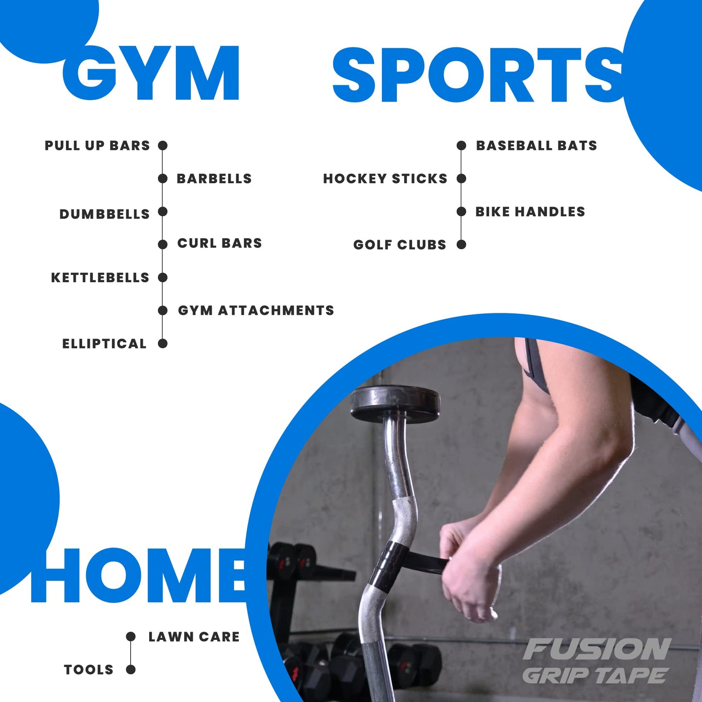 Core Prodigy Fusion Grip Tape - Silicone Rubber Wrap for Pull Up Bars, Barbells, Dumbbells, Sports and Gym Equipment, Weights and Tool Handles (10 Foot, Blue)