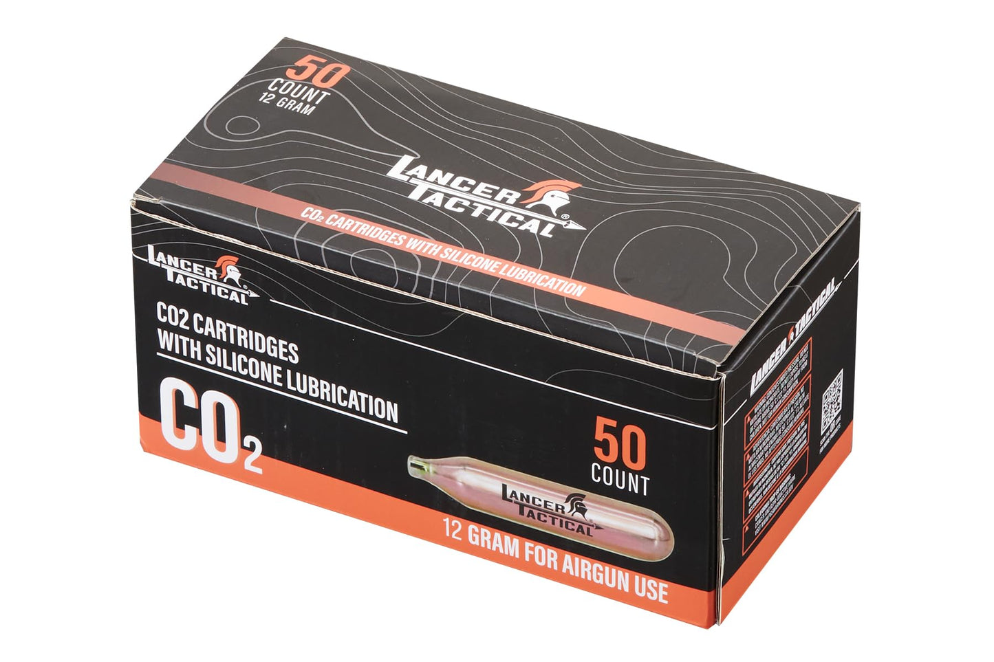 Lancer Tactical High Pressure Oill 12 Gram CO2 Cartridges w/Silicone Oil for Airsoft/Airguns/Defense Launcher- (Pack of 50)