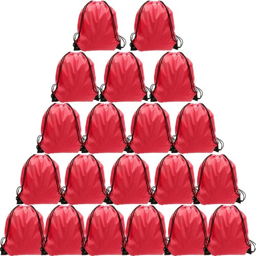 GoodtoU Drawstring Backpack - Durable Nylon Cinch Sack Gym Bag for Sports & Travel | 20 Pcs, Cherry