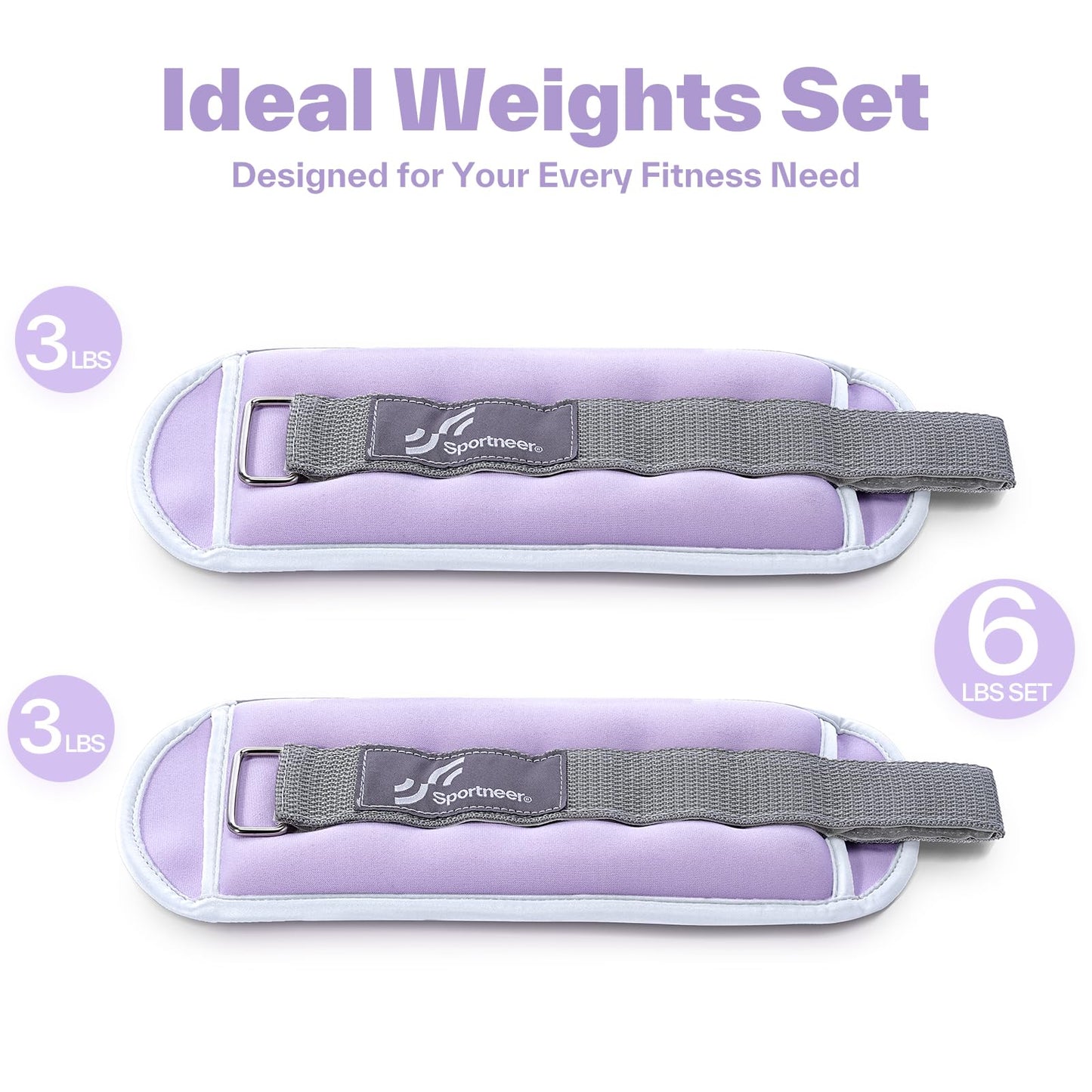 Sportneer Ankle Wrist Weights for Women Men Pair of 1/2/4/6/10 LBS Options