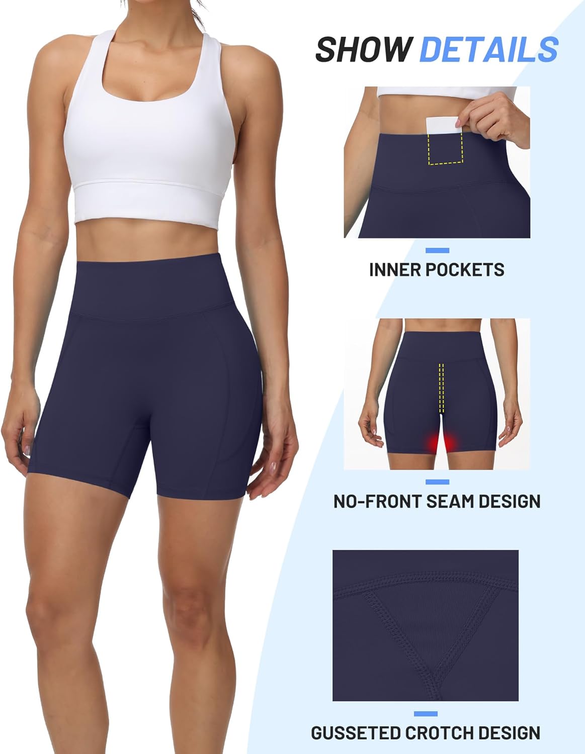Moozava Workout Biker Shorts - High Waisted Tummy Control Spandex | Available in 3", 5", 8" Sizes