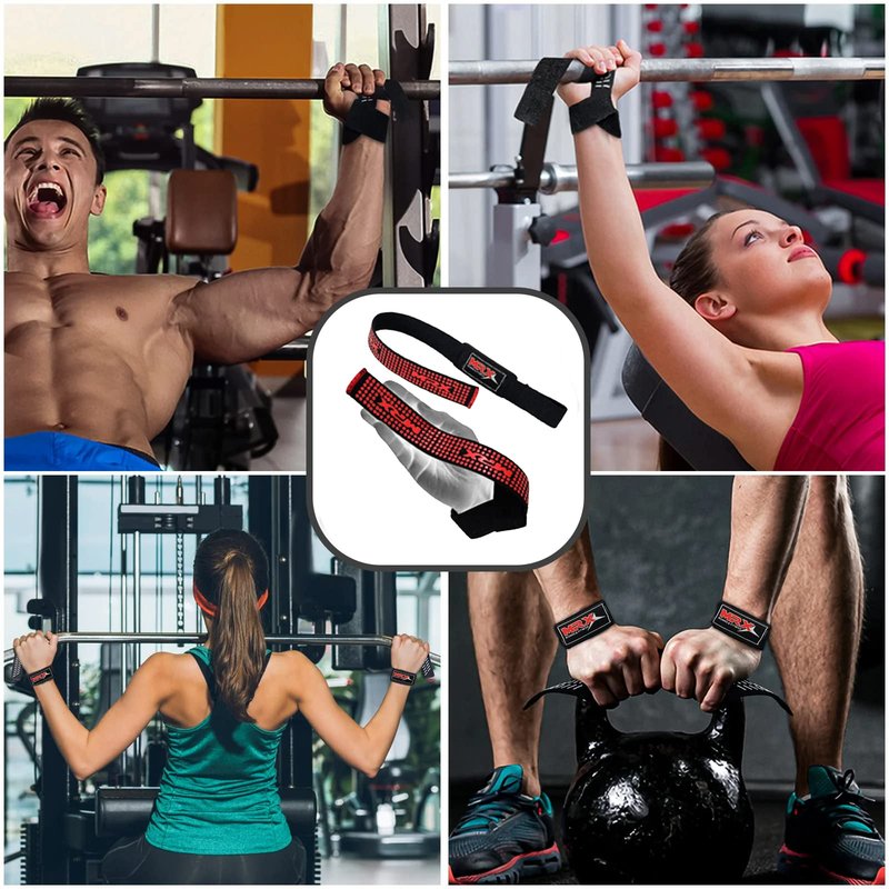 MRX Weight Lifting Bar Strap for Gym Workout Training Bodybuilding Deadlift Padded Straps Men/Women (Purple)