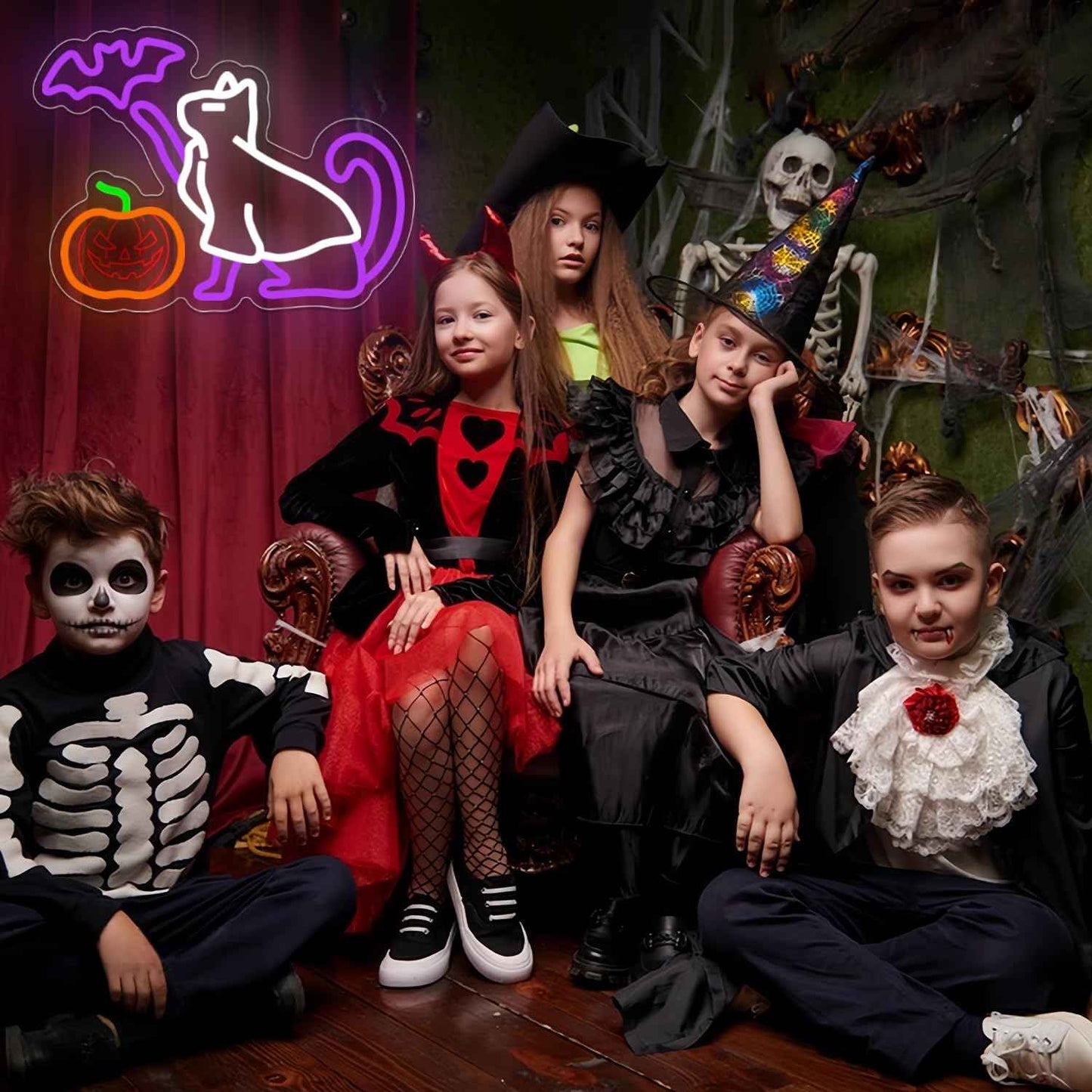 Halloween Neon Sign for Wall Decor Dimmable Ghost Cat Neon Light USB Powered Pumpkin Neon Sign Happy Halloween Neon Light for Bedroom Men Cave Home Halloween Party