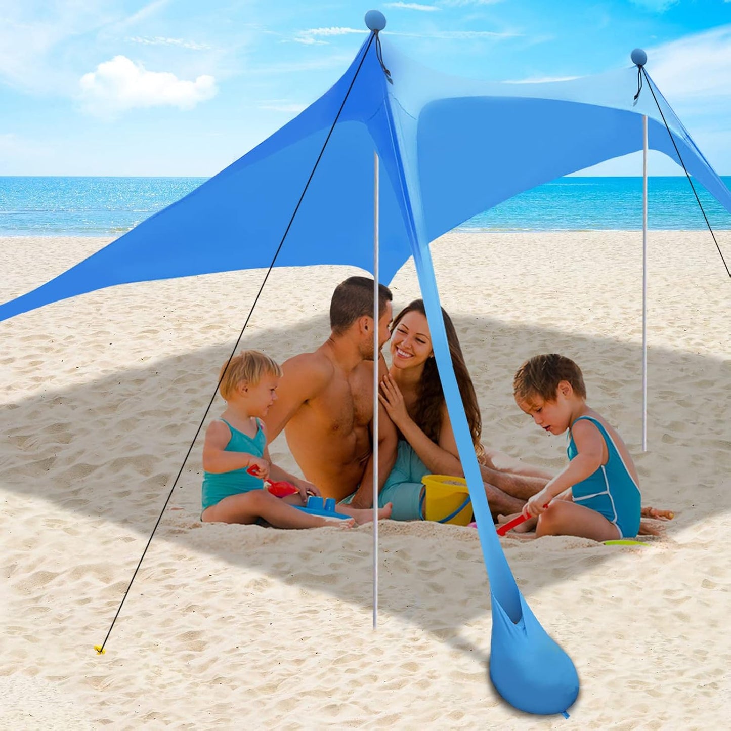 Skiennix Beach Canopy Tent - UPF 50+ UV Protection Sun Shade with Sandbags, Poles & Anti-Wind Ropes