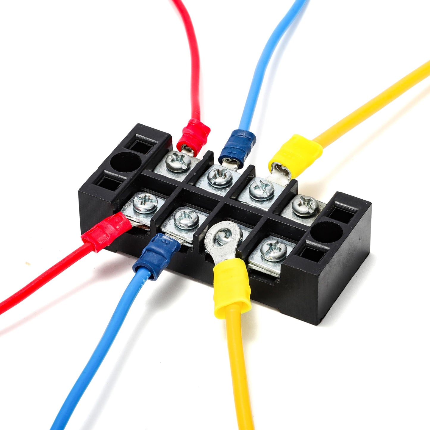 HKS 100PCS Insulated Ring Terminal #10 Blue 16-14 AWG - M5 - Tinned Red Copper - Electrical Wire Connector Kit Crimp PVC