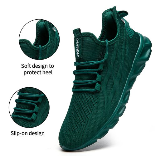 DLWKIPV Womens Slip On Sneakers Walking Shoes Tennis Shoes Running Sport Athletic Workout Shoes Non Slip Mesh Lightweight Breathable Casual Fashion Shoes Dark Green US 8