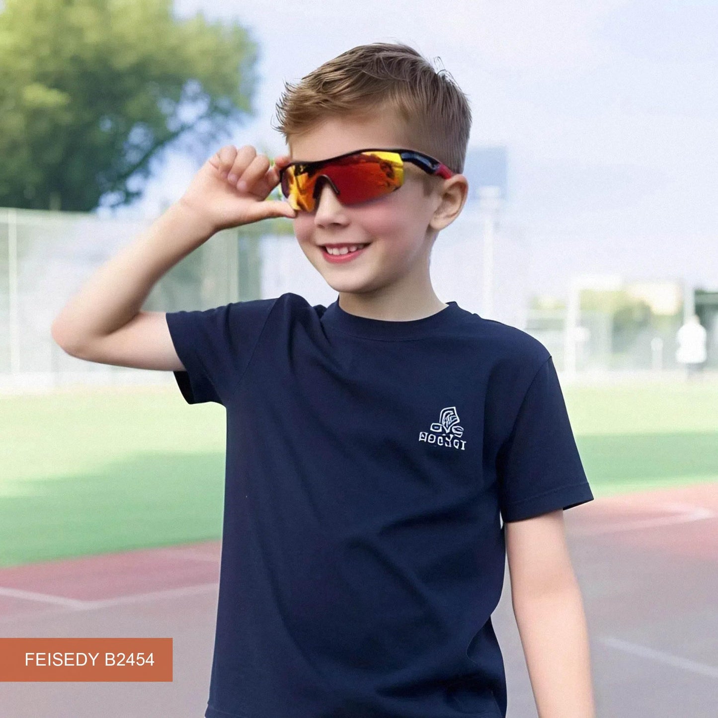 FEISEDY Kids Teens Baseball Polarized Sunglasses Sports TR90 Frame Boys Girls Cycling B2454