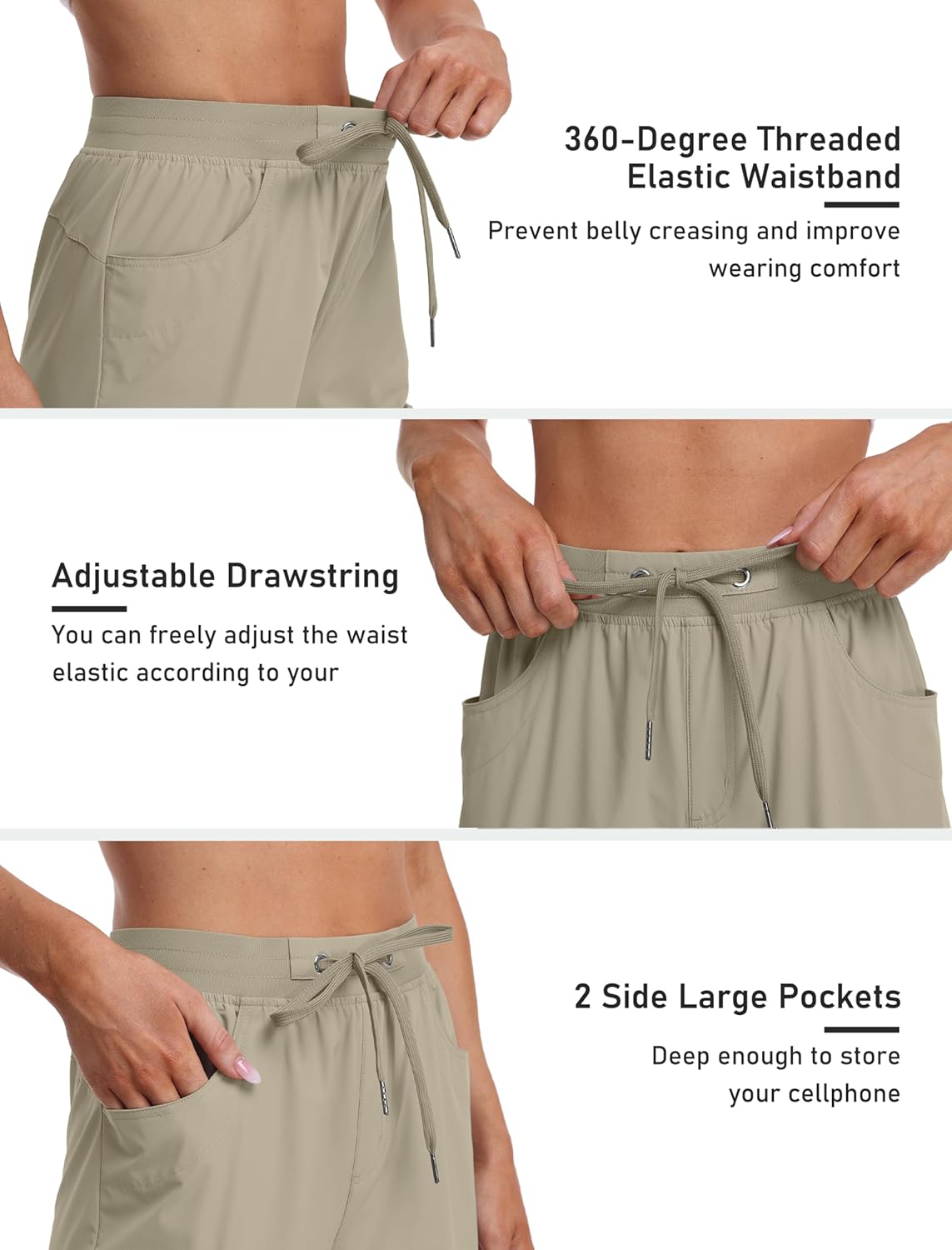 MoFiz Capri Pants for Women - Lightweight Ice Cool Casual Capris with Zipper Pockets | Perfect for Summer Trips