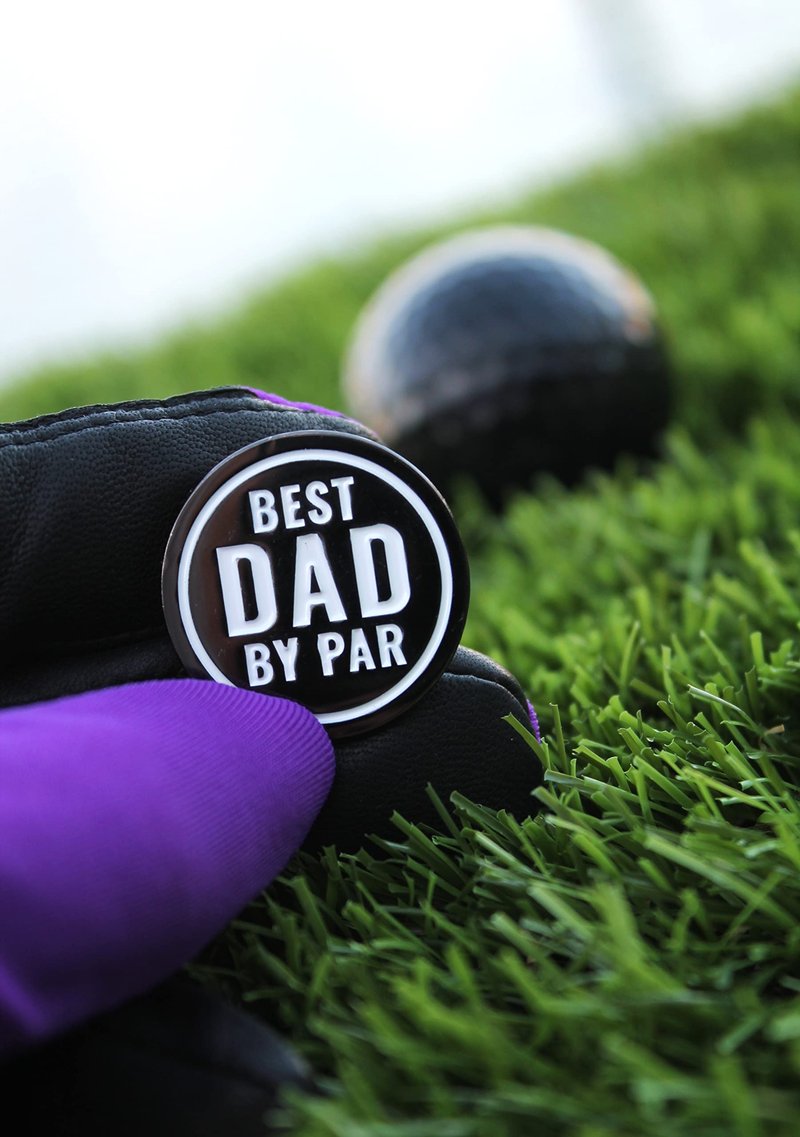 MULLIGAN HOOLIGAN Best Dad by Par Golf Ball Marker + Magnetic Hat Clip Premium Metal Marker, Strong Magnetic Hold, Easy-to-See Design, Durable & Lightweight Golf Accessory, Unique Gift for Dad