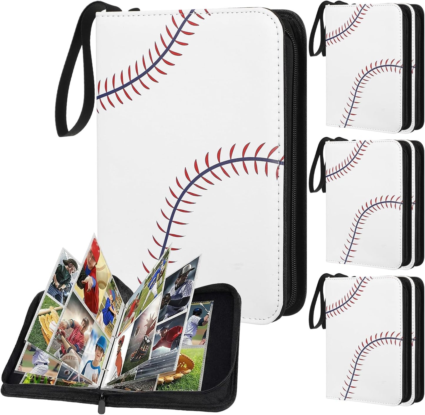 Sanwuta Baseball Card Binders - 6 Pack with 2400 Pockets & Zipper | Double-Sided Sports Display Album