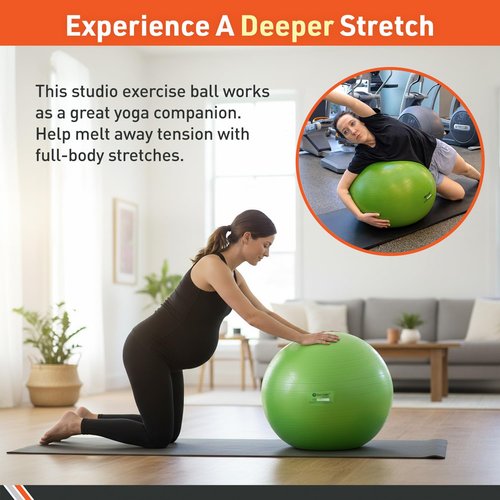 Body Sport Slow Release 65cm Exercise Ball with Pump, Gym Equipment for Home or Office, Stability Fitness Ball, Pregnancy Ball, Core Strength Training Equipment