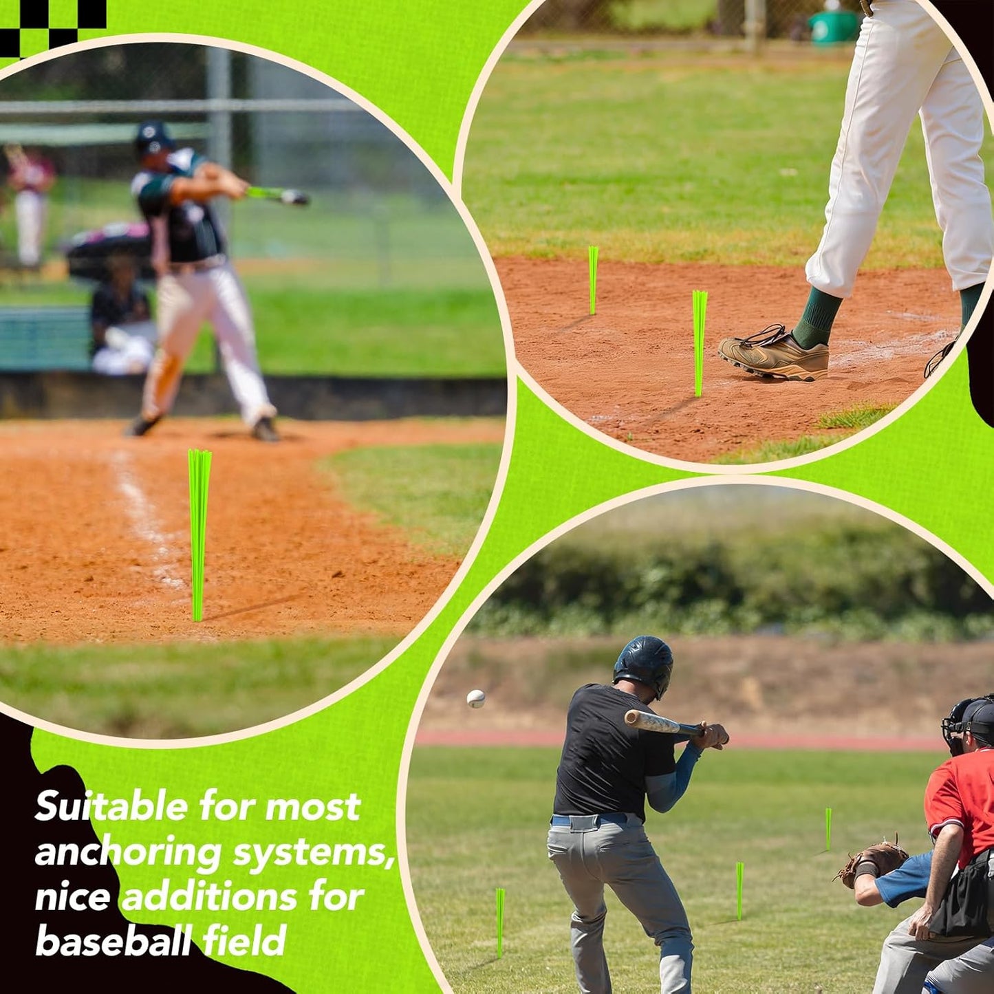 Shappy 48 Pcs Baseball Base Anchors - Heavy Duty Rubber Plugs for Softball Drills & Field Use