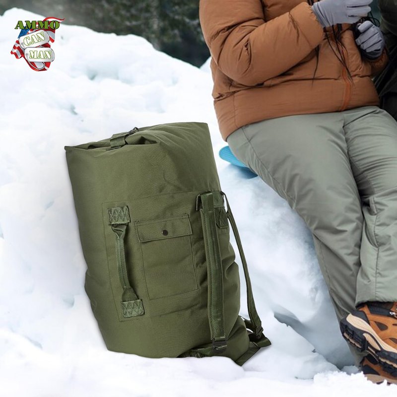 Olive Drab Green Military Style Duffle Bag – 70 lb Nylon Tactical Duffle Bag w/Padded Straps – Water Resistant Large Sport Bag for Travel, Gym, Camping, Hunting & Outdoor Gear