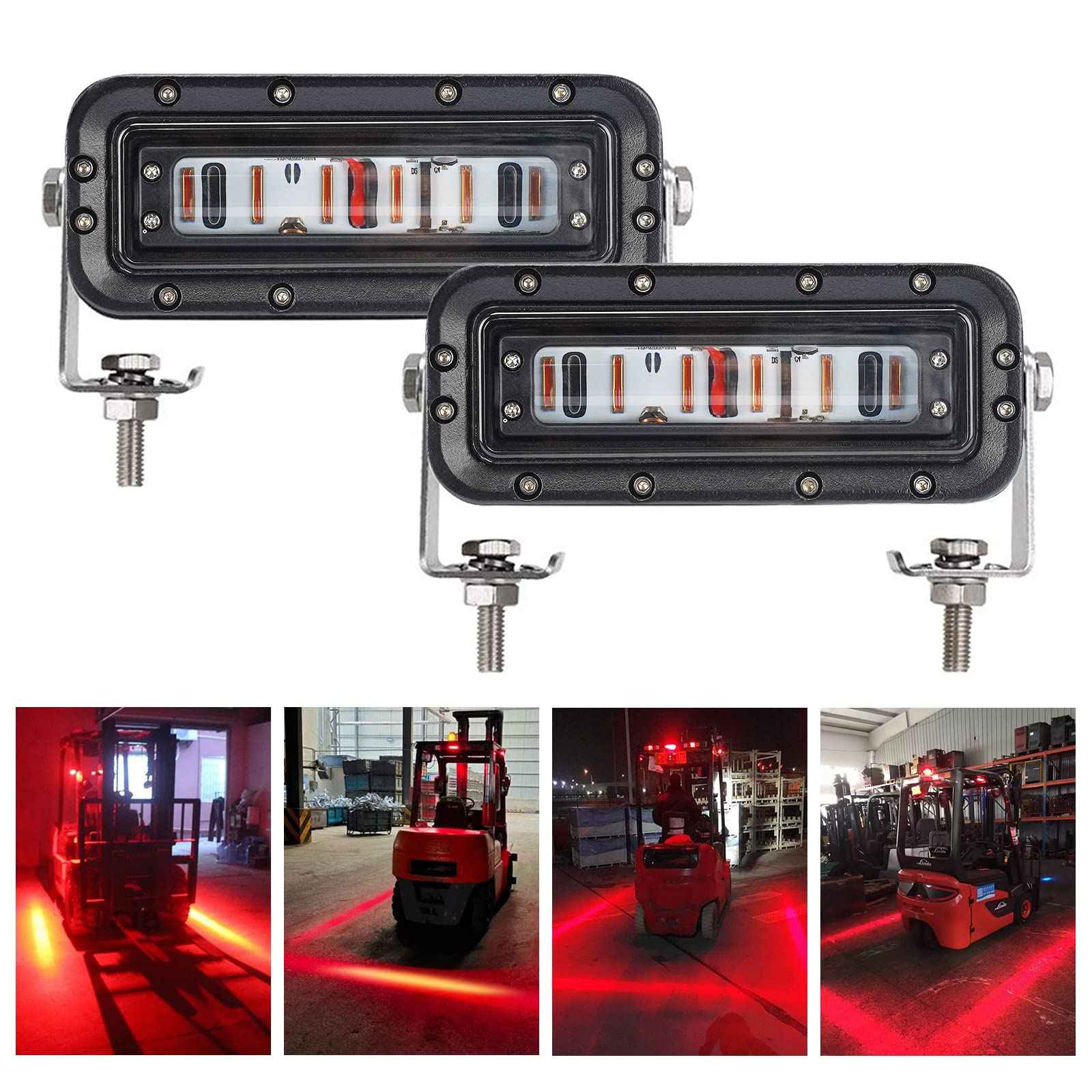 Forklift Safety Light LED Upgrade, Red Zone Danger Forklift Warning Light, Red Line Boundary Warehouse Work Lights Truck Security Indicator Lamp- 2Pack