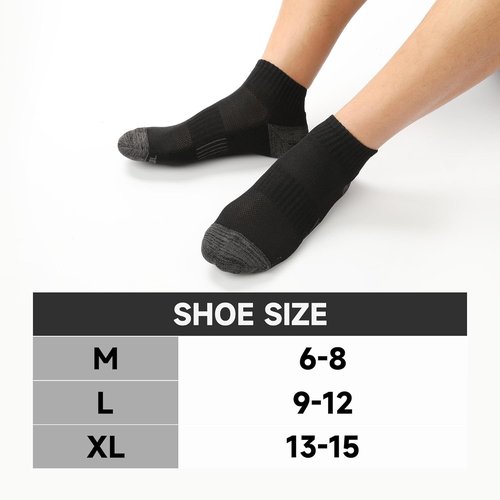 BAMBOO COOL Men's Ankle Running Socks - Cushioned, Moisture-Wicking, Arch Support | 6 Pack