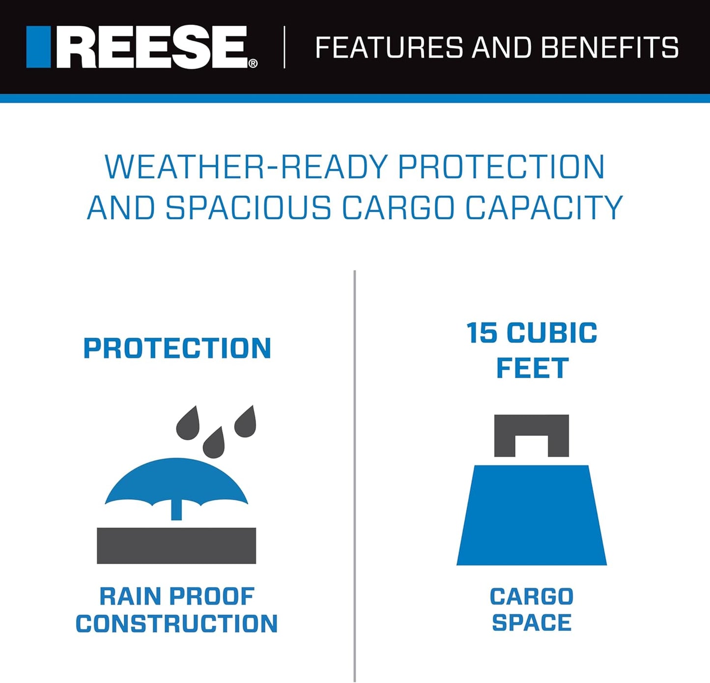 Reese Explore Amigo Hitch Mount Cargo Carrier Bag - Rainproof, 59" x 18.5" x 24" | Fits Most Full-Size Carriers