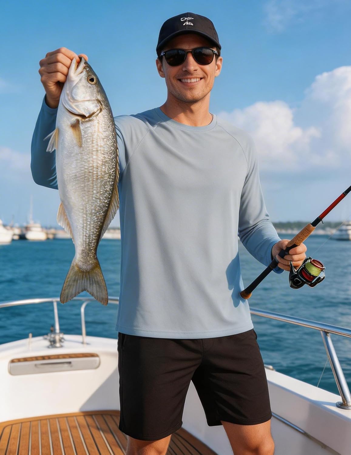 PINSPARK Men's UV Protection Long Sleeve Fishing Shirt - Camo Quick Dry Rash Guard for Active Wear