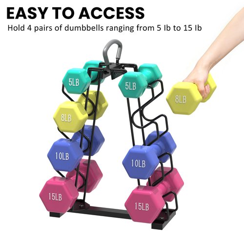 UNITEDPOWER Dumbbell Rack Stand, 4 Tire Weight Rack for 8 Dumbbells，A-Frame Metal Storage Holder with Handle Suitable for Home Gym (DUMBBELLS NOT INCLUDED)