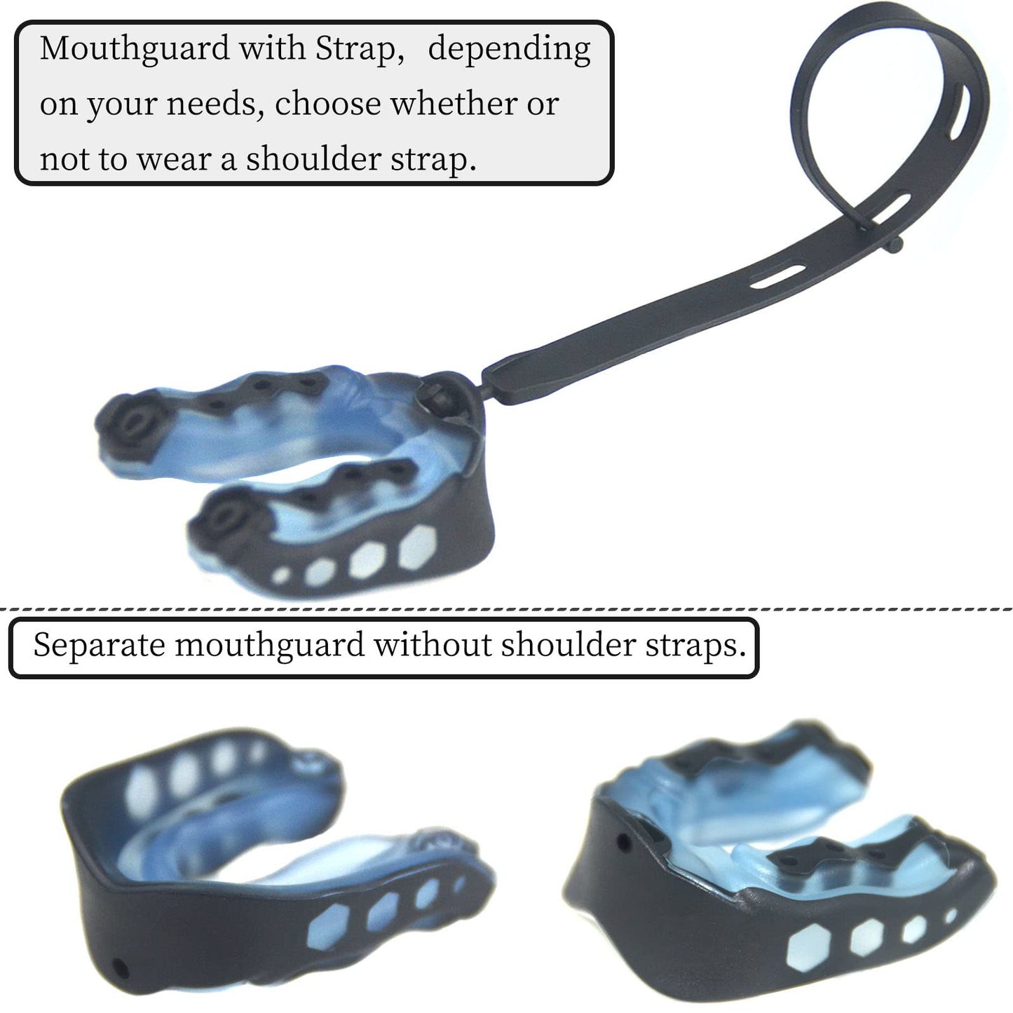 Football Mouthguard,4 Pack Braces Mouthguards with Strap Fit Youth, Sports Mouth Guard Youth and Adults Mouth Guard for Football, Boxing, Taekwondo, Sanda, Basketball, Lacrosse, Rugby Matches (Large)