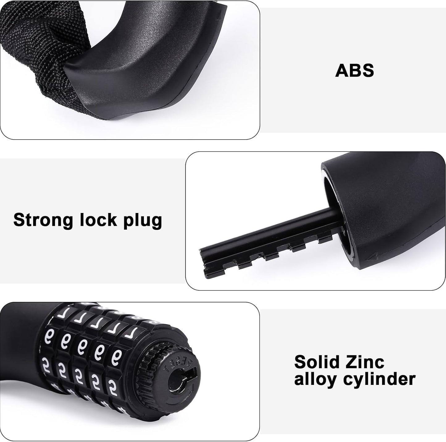 MEETLOCKS 3.2ft Heavy-Duty Bike Chain Lock - 5-Digit Combination Anti-Theft Security for Bicycles, Scooters & More