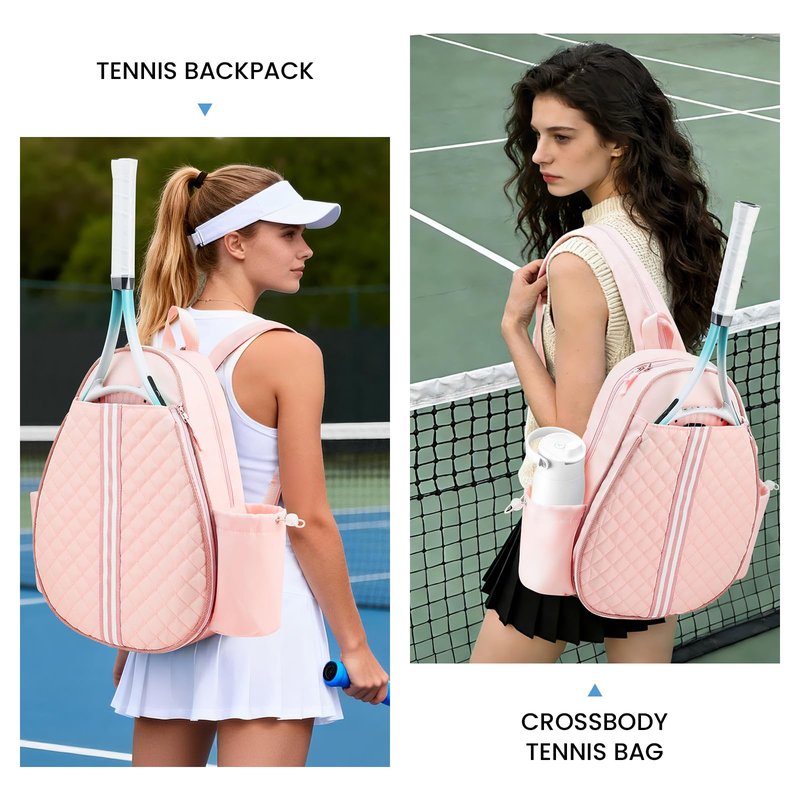 Mosthink Tennis Bag, Pickleball Bags for Women Water-Resistant and Machine Washable Tennis Racket Backpack, Lightweight Sports Bag for Pickleball, Badminton (Light Pink)