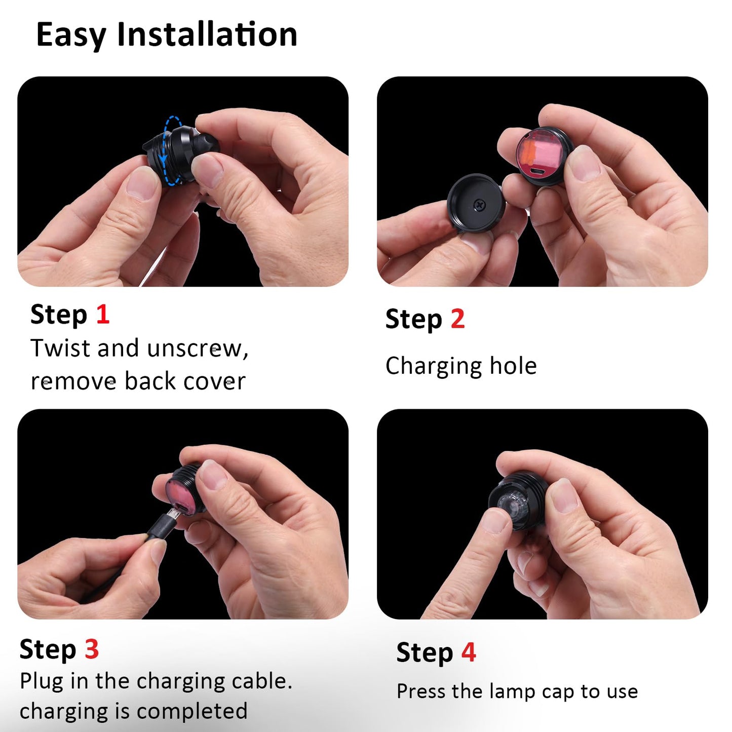 RAHAN Rechargeable Clip on Clog Headlights for Shoe 2pcs,Flashlights Attachment for Shoe, LED Shoes Light with 3 Light Modes for Dog Walking, Camping, Running, Suitable for Adults Kids, Black