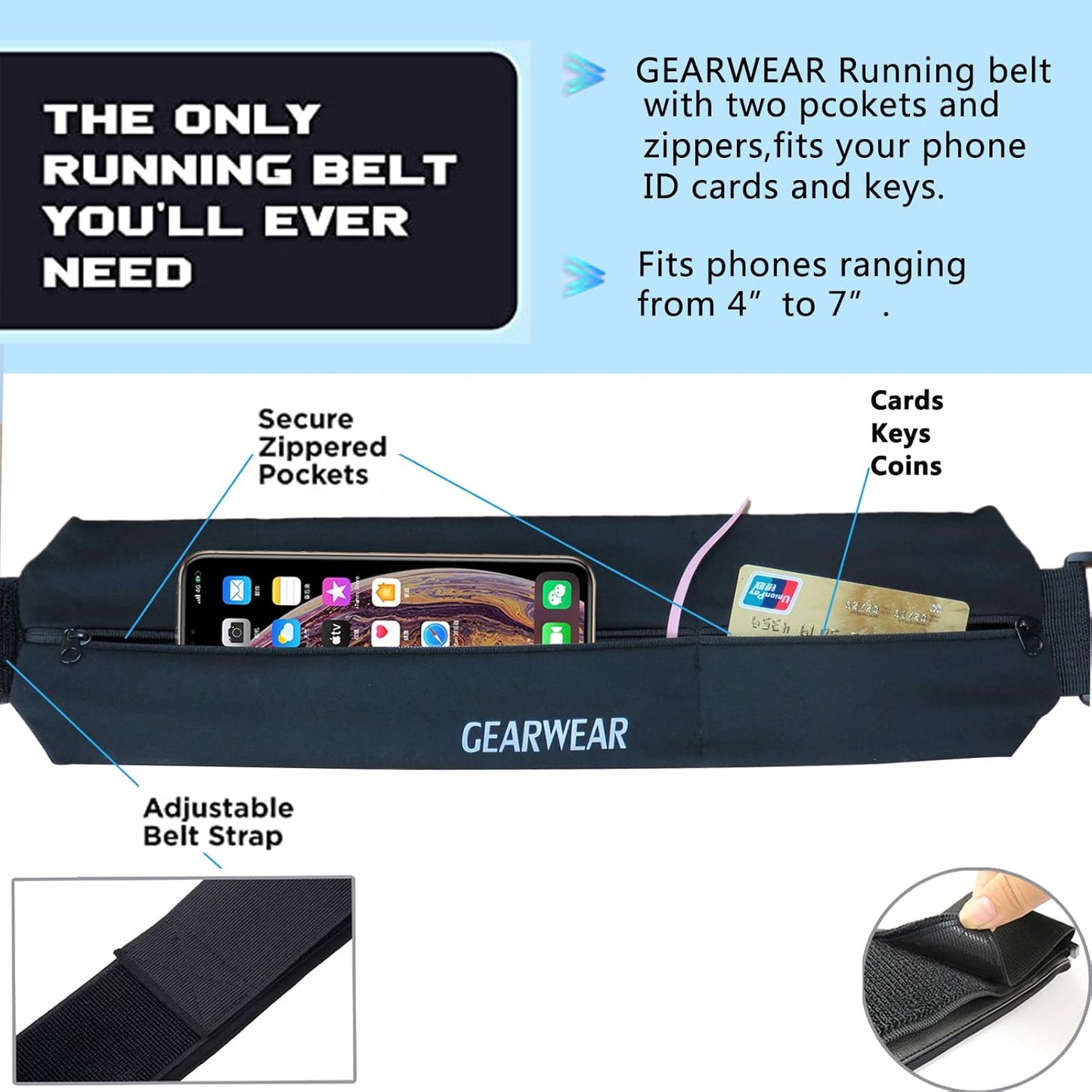 Skiennix Running Belt - Adjustable Fanny Pack for Men & Women | Ideal Storage for Phone & Essentials