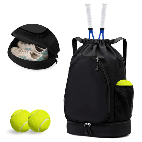 GQIIRL Tennis Bag for Women - Water Resistant Tennis Backpack to Hold 2 Rackets with Shoe Compartment, Lightweight Pickleball Paddles Badminton Squash Racquet Bags for Youth Girls Teenager (White)