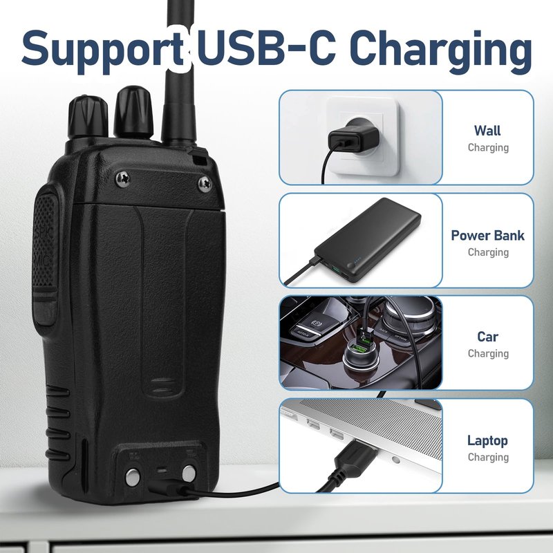 BAOFENG Walkie Talkies for Adults 888S Rechargeable Long Range Two Way Radios with Earpieces,Portable Handheld FRS Radio with 16CH Flashlight Li-ion Battery and Charger -4 Pack