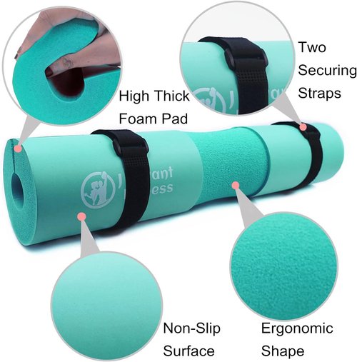 J Bryant Barbell Pad Set - Thick Cushion Hip-Thrusts Pad with 2 Ankle Straps & Carry Bag for Weight Lifting