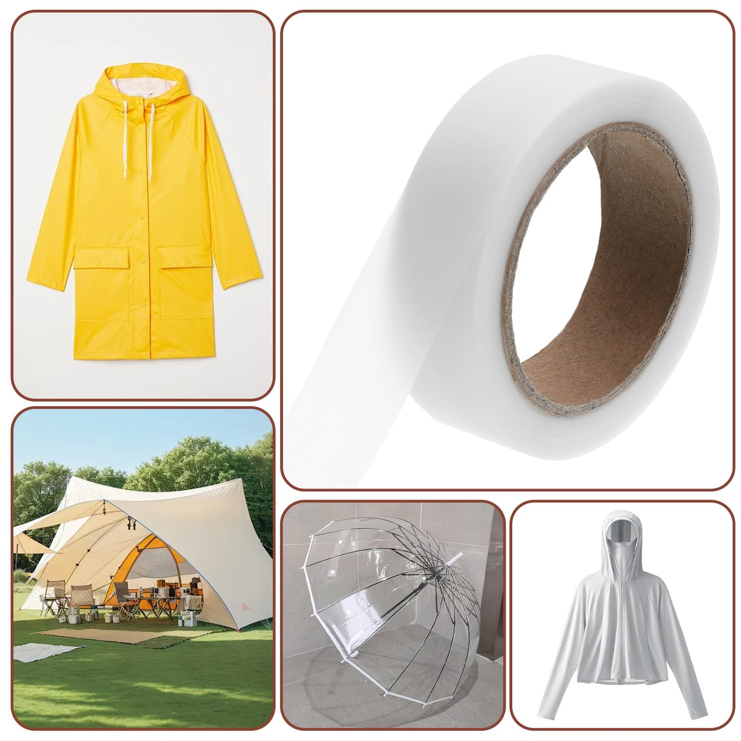 Xelsluthe Seam Tape, 65' Iron on Hot Melt Seam Sealing Tape, Waterproof Fabric Repair Adhesive Fusible Tapes for Outdoor Gear Raincoat Tent Awning Sportswear