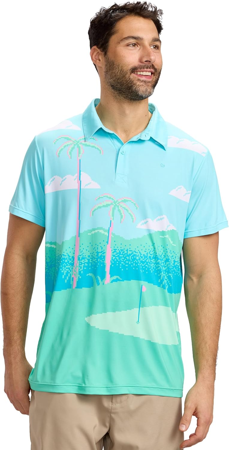 Tipsy Elves Men’s Golf Polo Shirt - Moisture-Wicking Stretch Fabric for Athletic Fit - Performance Apparel