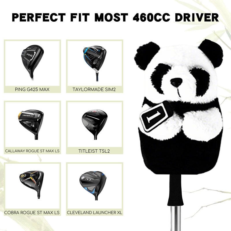 Harborway Panda Golf Driver Head Cover - Funny Golf Head Covers for Men & Women, Plush Driver Headcover Fits Most Clubs - Cute Animal Golf Head Covers Protector, for Golfers