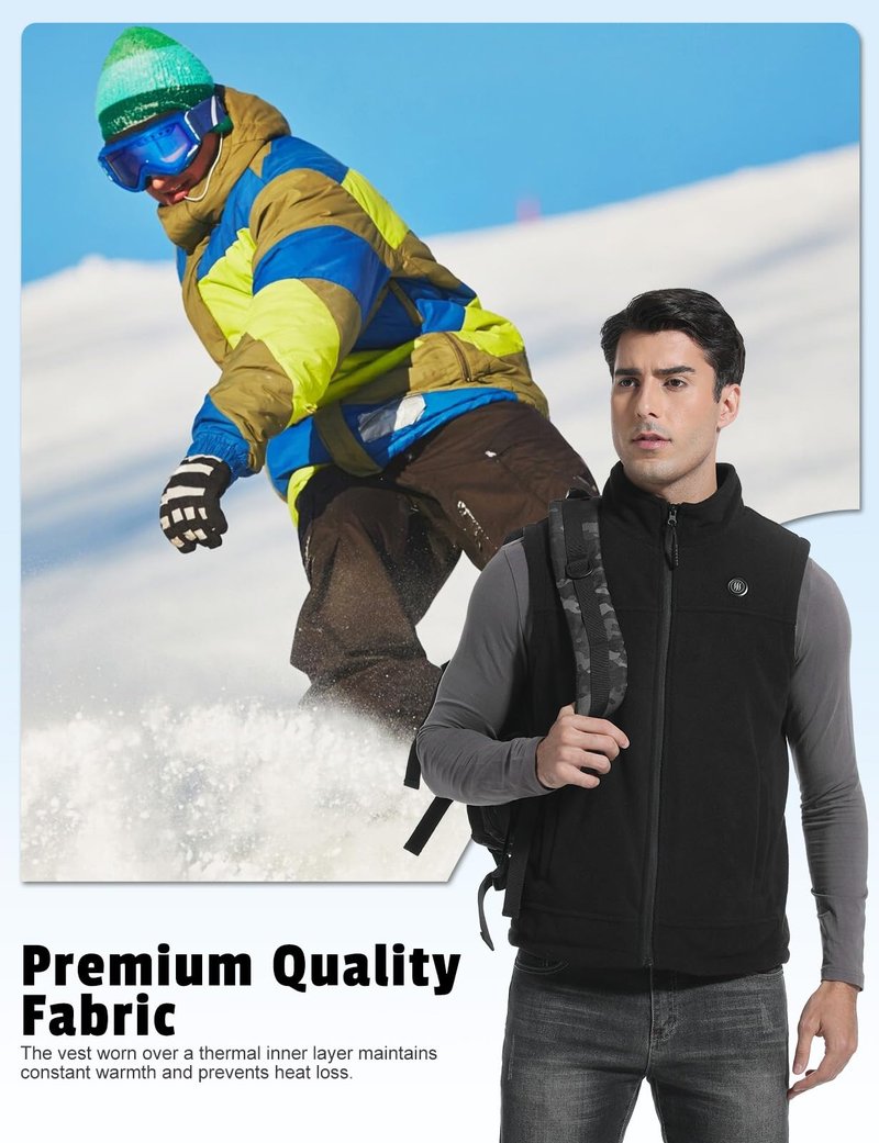 Vokora Heated Vest for Men with Battery Pack, Lightweight Fleece Electric Heating Vest for Winter Outdoor Hunting
