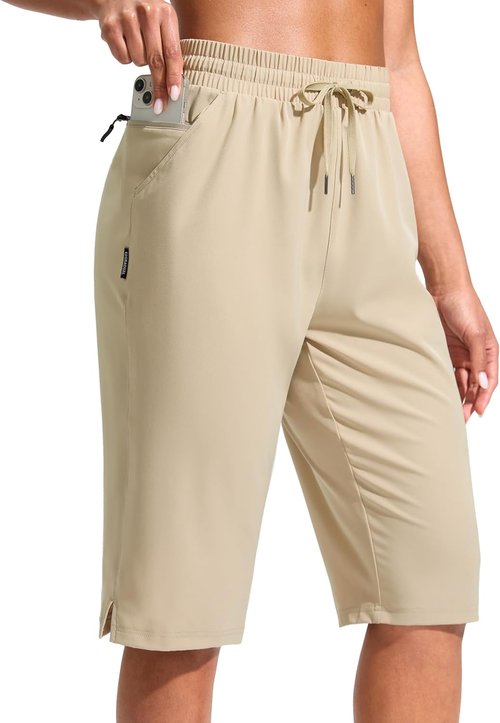 G Gradual Women's Hiking Shorts - Lightweight Quick-Dry Bermuda Shorts with Zipper Pocket | 13" Knee Length
