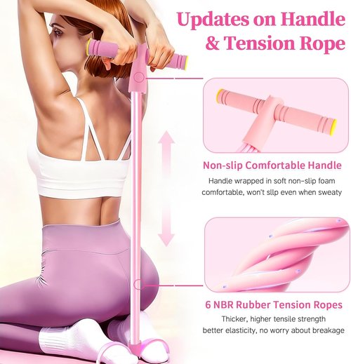 **Pedal Resistance Bands - Upgrade 6-Tube Manual Tension Training | Natural Rubber for Full-Body Workouts**