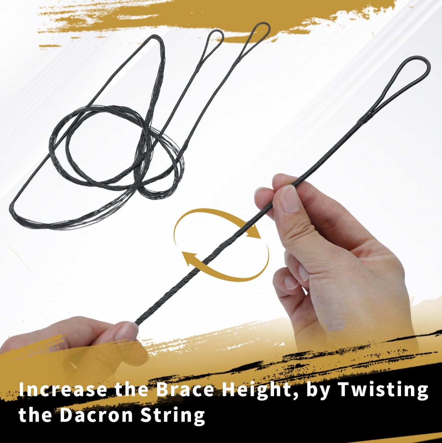 LWANO B55 Bow String,Replacement for Archery Recurve Traditional & Longbow Bowstring,12/14/16 Strands 48-70in,2 Brass Nocks Included (16 Strands (Recommended up to 65 lb), AMO 64"(Actual Length 60"))