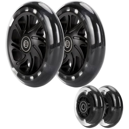 2Pcs 120mm Light Up Scooter Wheels - 2pcs Rear 80mm Light-Up Flashing 3-Wheeled kid Scooter Replacement Wheels with ABEC-9 Bearing for Kick Scooter