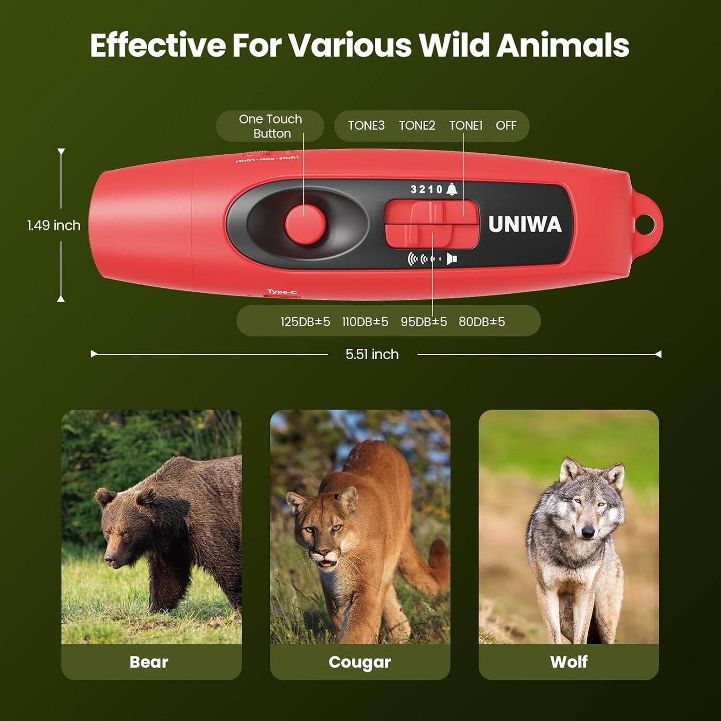 UNIWA Air Horn | 120 dB Loud Safety Horn with Compass & Thermometer for Hiking & Camping