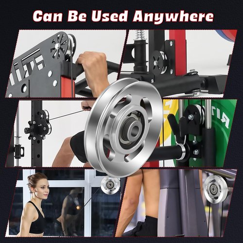 Toyvian Aluminum Alloy Pulley Wheel: 3. 46 Inch Universal Bearing Pulley Wheel for Cable Machine, Heavy Duty Fitness Equipment Accessories for Workout (Silver)