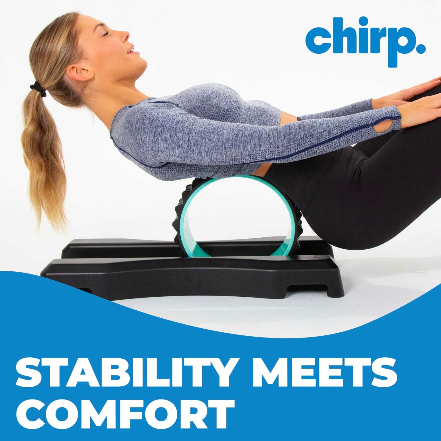 Chirp Wheel Foam Roller 3-Pack with Base for Back Pain Relief, Mint