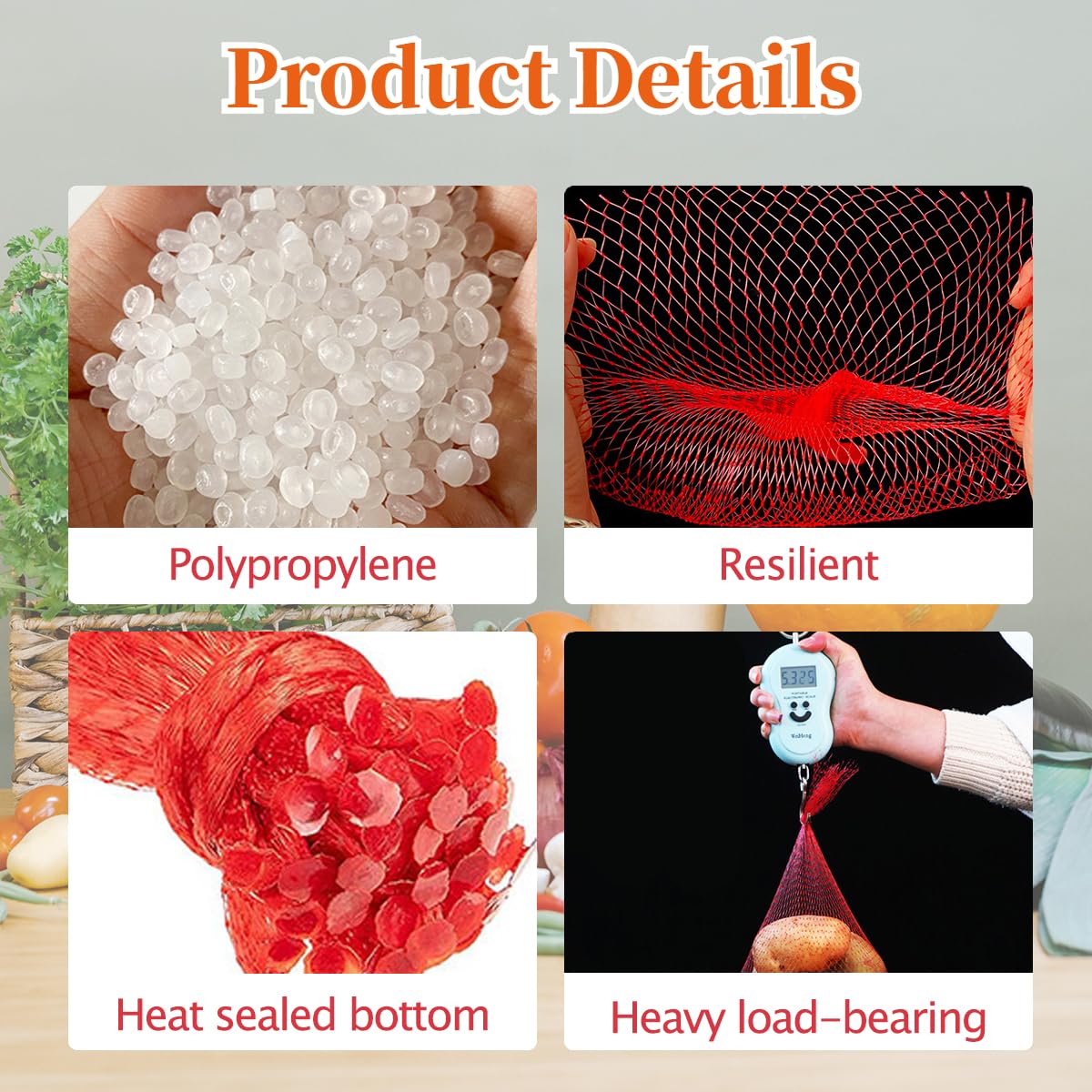 Reusable Produce Bags,Mesh Bag,Produce Bags Seafood Boiling Bags Onions Fresh Bag for Crab Clam Shellfish Crawfish Cooking Fruit Vegetable Produce Packaging Supplies 100pcs